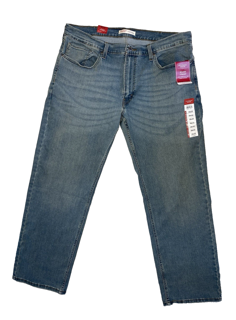 Levis Strauss Signature Jeans Mens 38x32 NEW Relaxed Straight Cotton Denim Pants